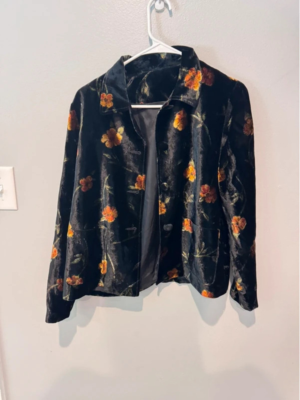 Elliott Lauren floral velvet jacket size small made in USA